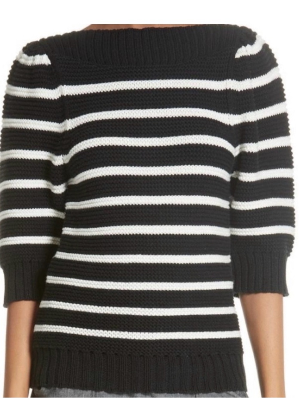 Rebecca Taylor Navy and White Striped Boatneck Sweater